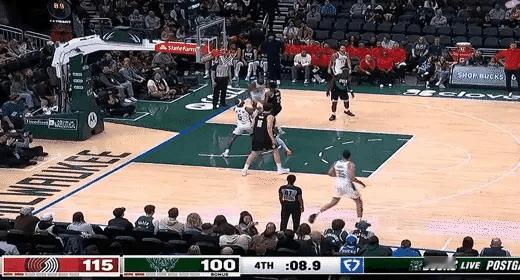 开拓者115-103雄鹿，杨瀚森出场2分半钟0出手1犯规，格兰特35分北京时间1