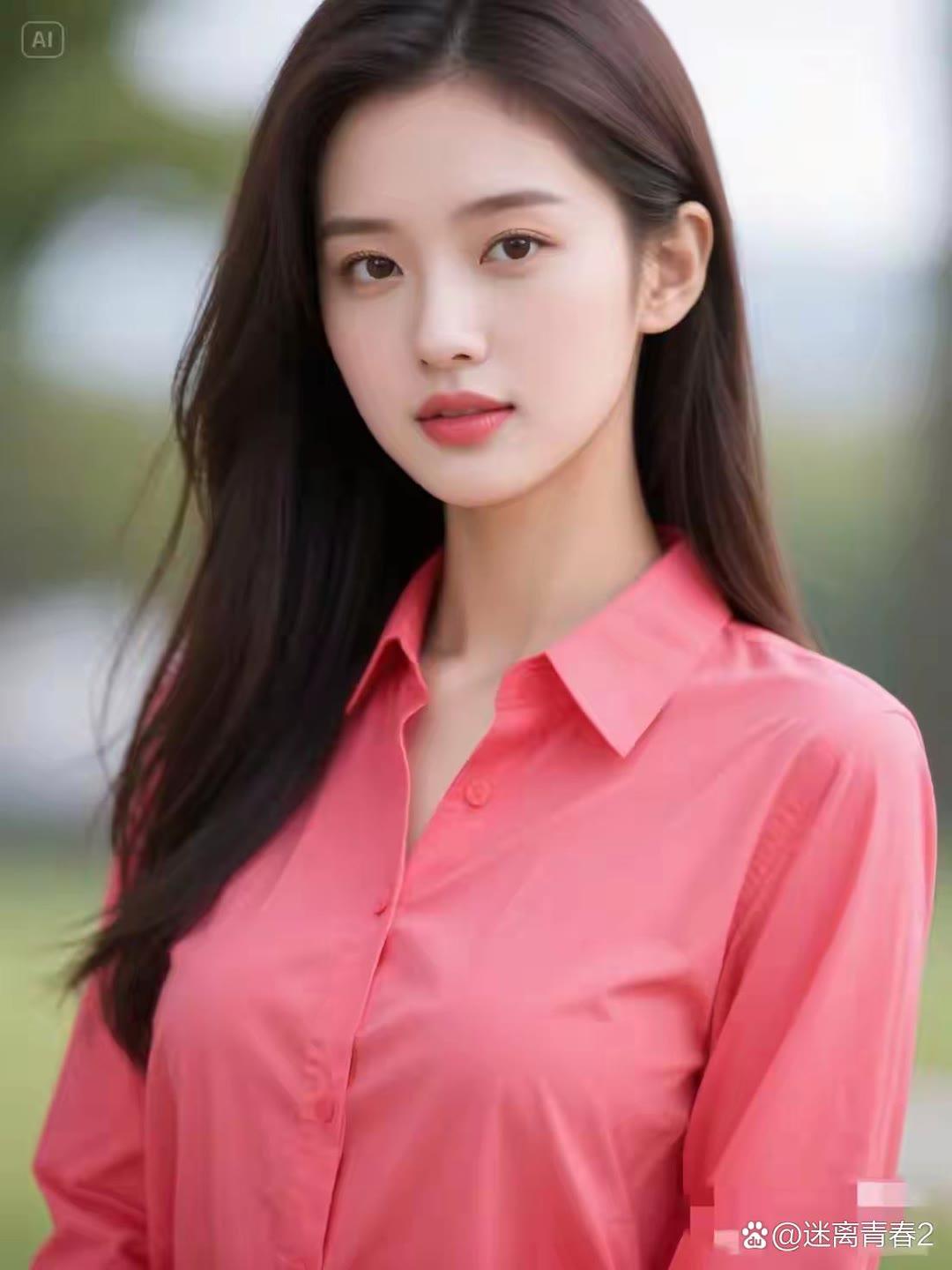 温柔粉衬衫，元气少女风，清新自然美！🌸💕