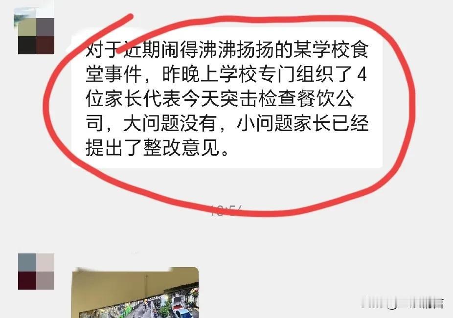 长丰中学食堂臭猪肉事件，我们学校的家委突击检查送餐公司：大问题没有，小问题正在改