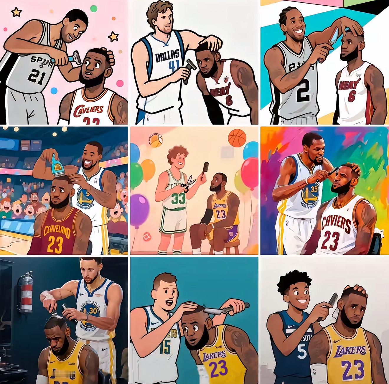 ins博主发布一组NBA动漫插画，有点不尊重人了……NBA ​​​