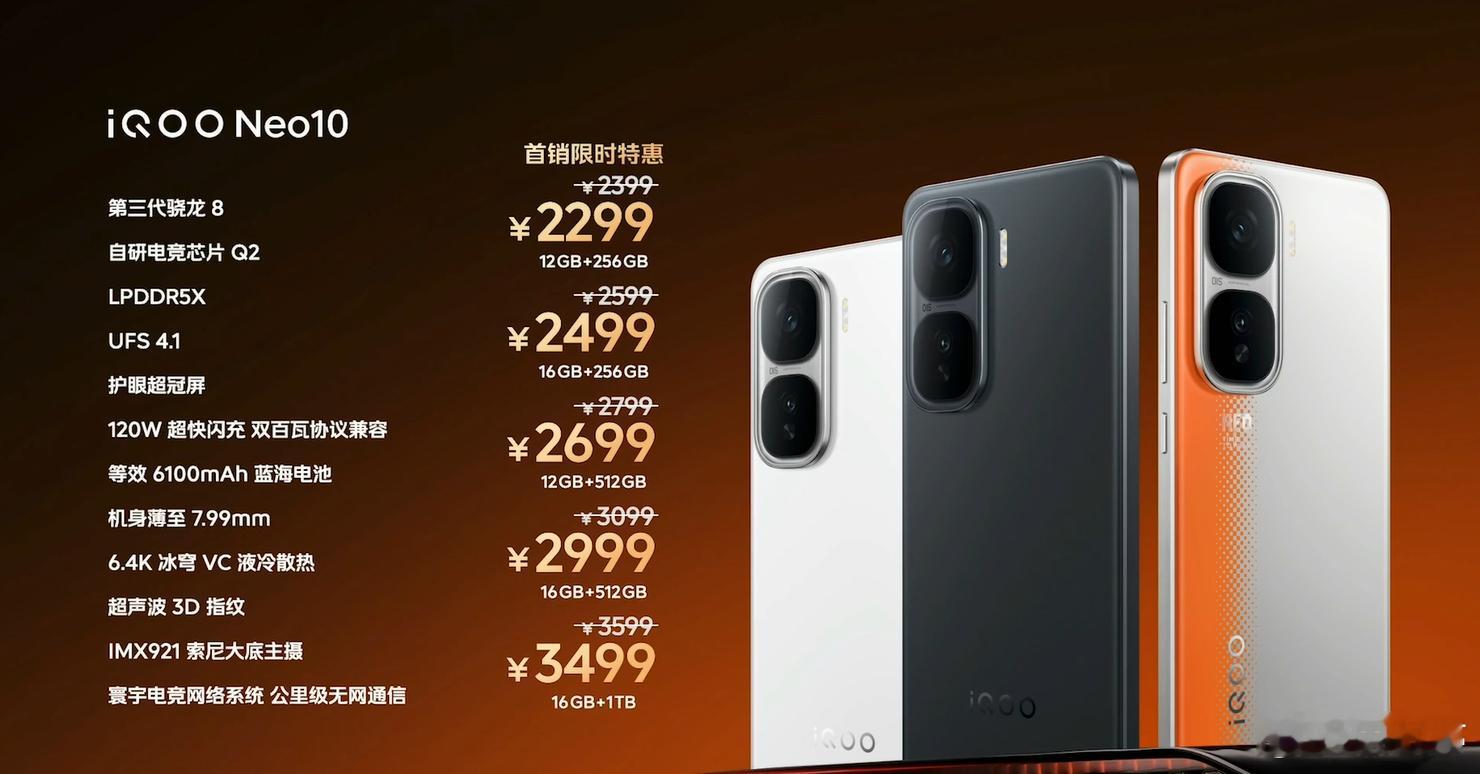 iQOONeo10价格 价格来了：iQOONeo10搭载第三代骁龙8 12+25