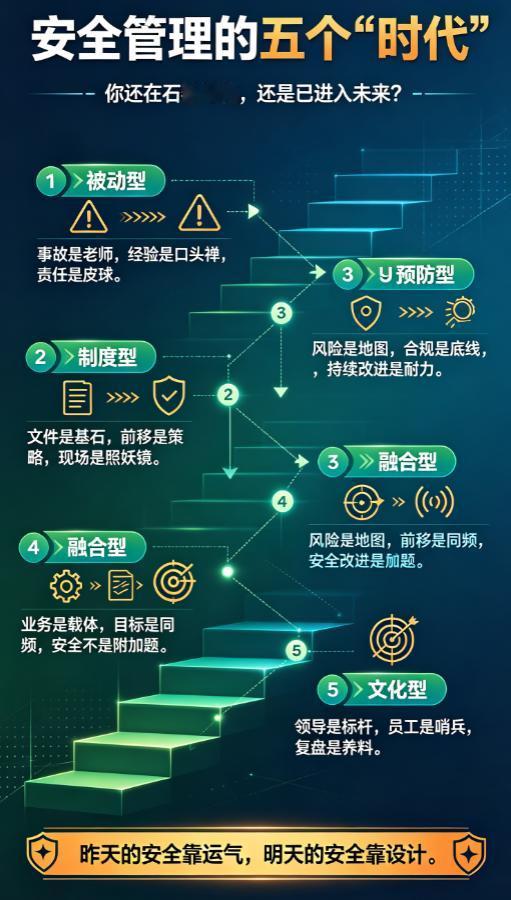 《安全管理的五个“时代”：你还在石器时代，还是已进入未来？》
❶ 被动型：事故是
