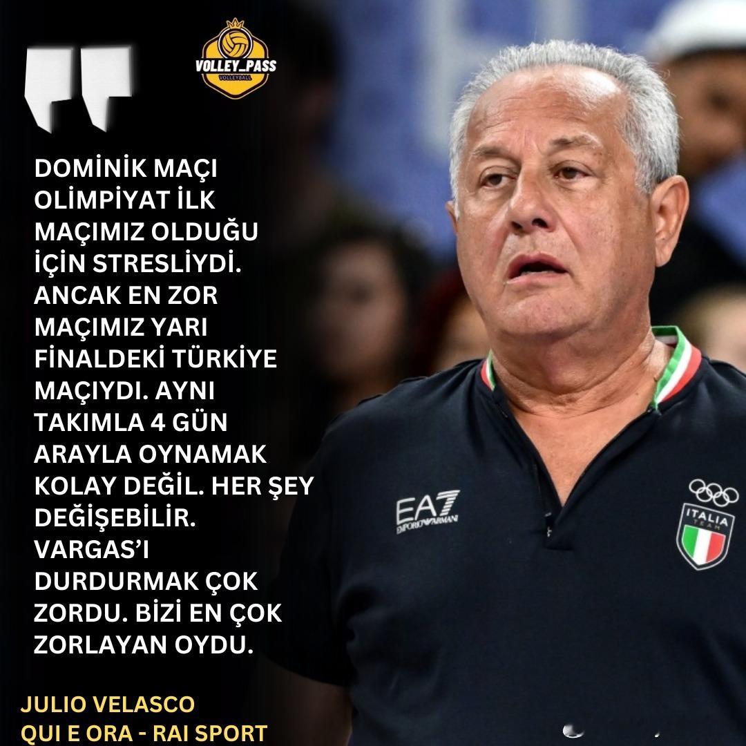 🎙️意大利🇮🇹女排主教练贝拉斯科：“对阵多米尼加队的比赛非常紧张，因为这是