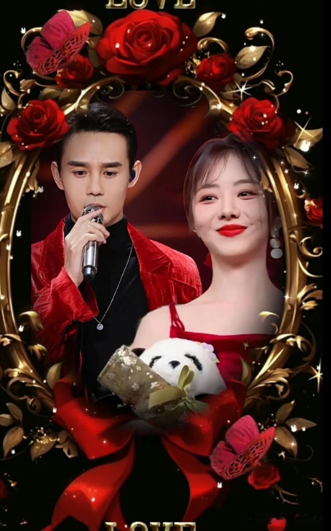 看王凯谭松韵在舞台搭情侣表演，画面好看气氛也舒服王凯西装雕塑感 明星 🌹🌹?