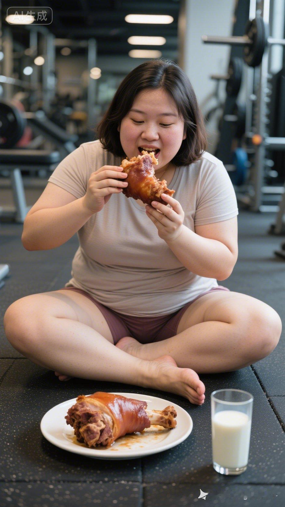 健身房里的美味时刻：大口吃肉，畅饮牛奶！🍖🥛