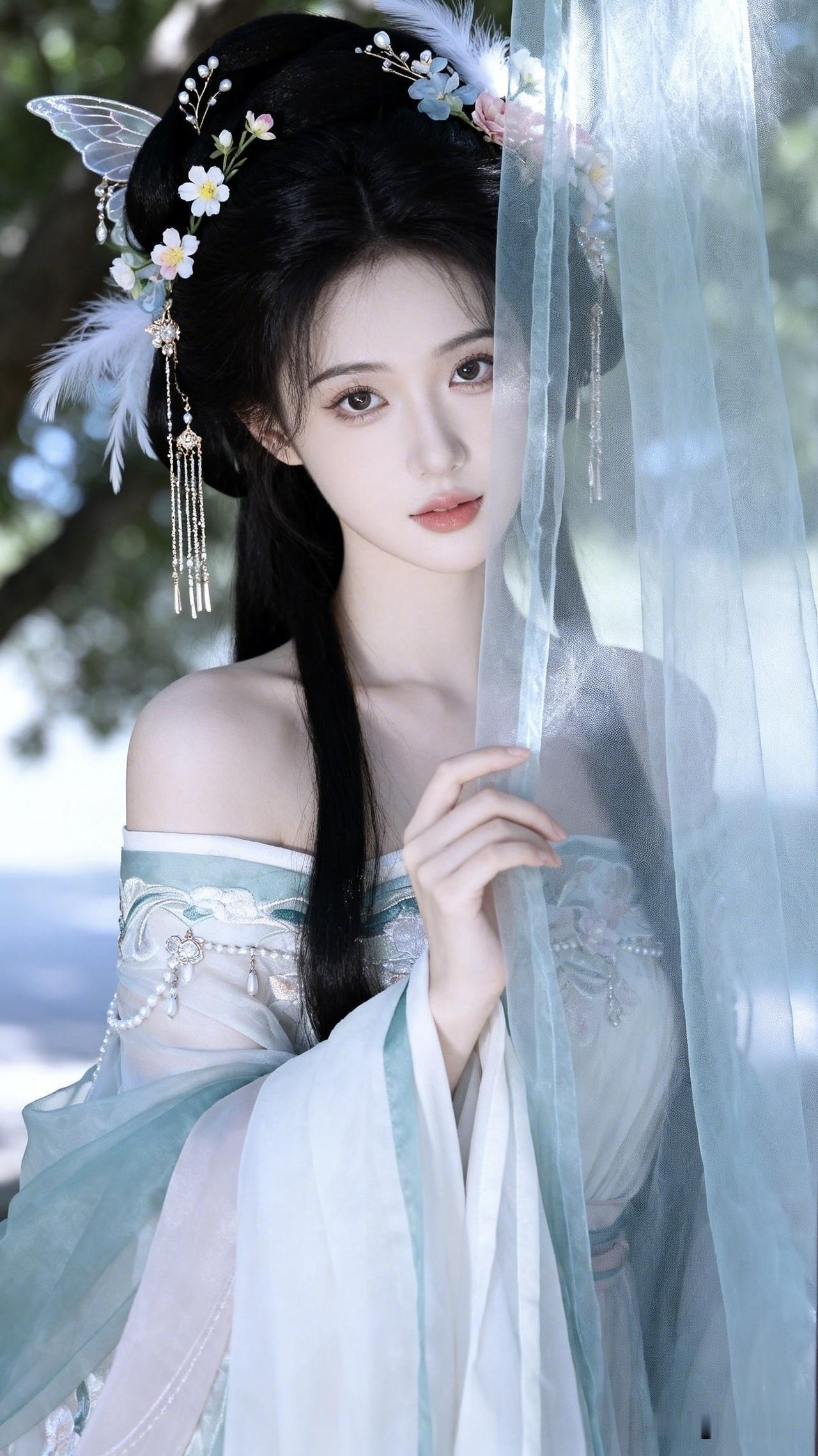 ：小苏飞呀 诗起“美人影绰梦魂牵，轻纱袅袅映月怜。轻纱半掩娇容面，恰似仙姝落人间