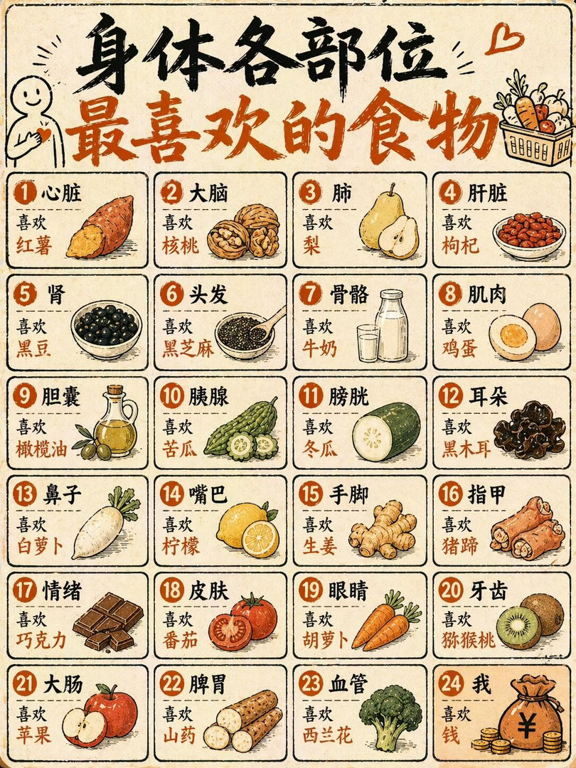 别再乱吃了！知道你的心脏、大脑、皮肤……各自最爱吃什么吗？ 