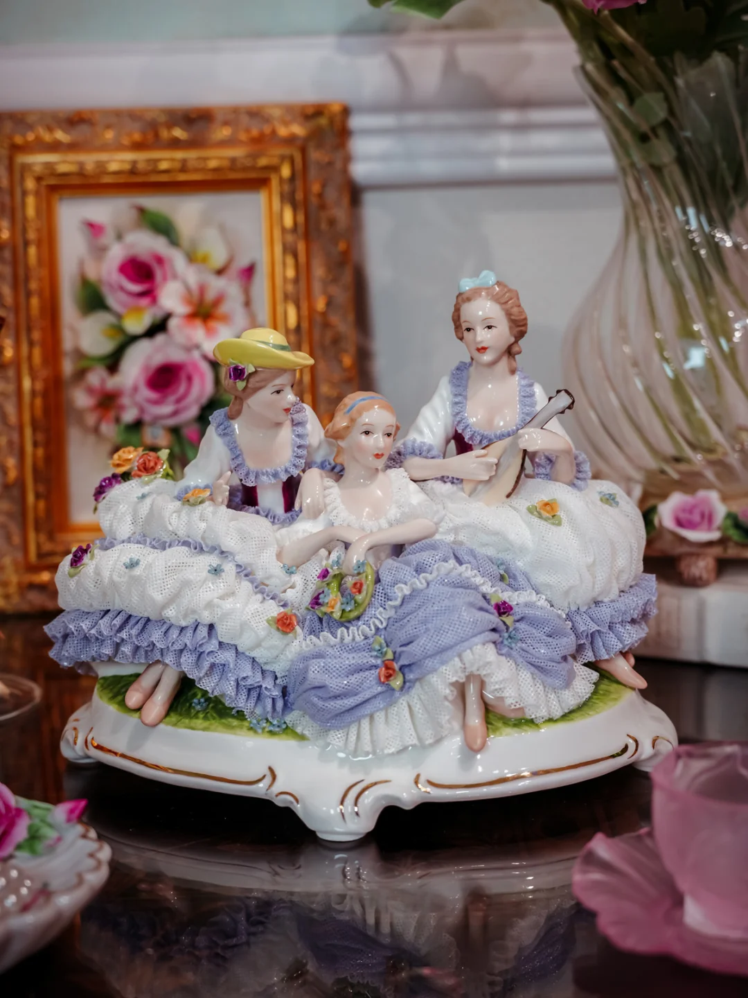 玄关C位摆件💫中古西洋风三姐妹瓷偶