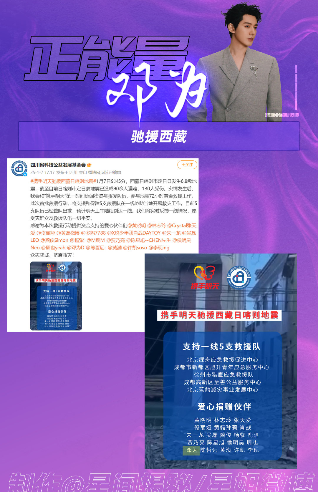 携手明天驰援西藏爱心捐赠伙伴邓为一直用行动做实事，愿平安，大家以共渡难关[心] 