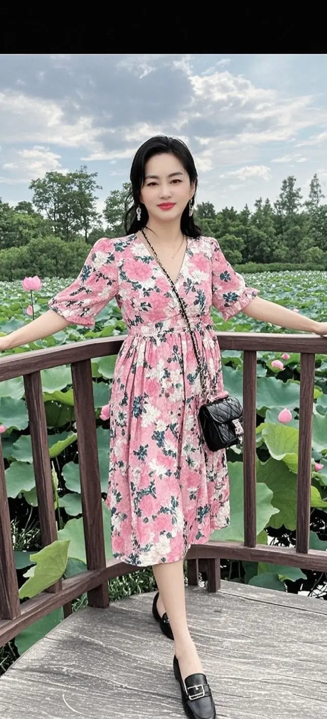 荷畔佳人  小清新穿搭