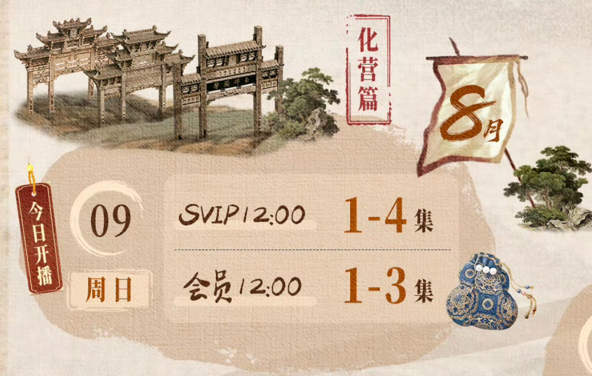 以前看的追剧日历都只有一个简单小图标，花开锦绣是手绘场景画。真搞到精品剧了家人们