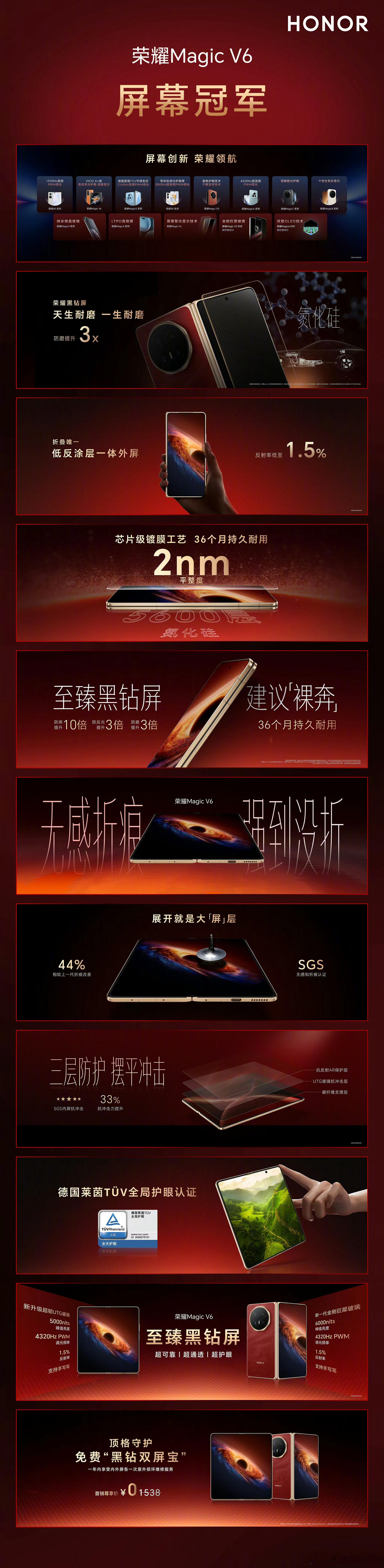 荣耀Magic V6 这次的屏幕绝对是耀耀领先了。小伙伴告诉我，这次的内外屏最低