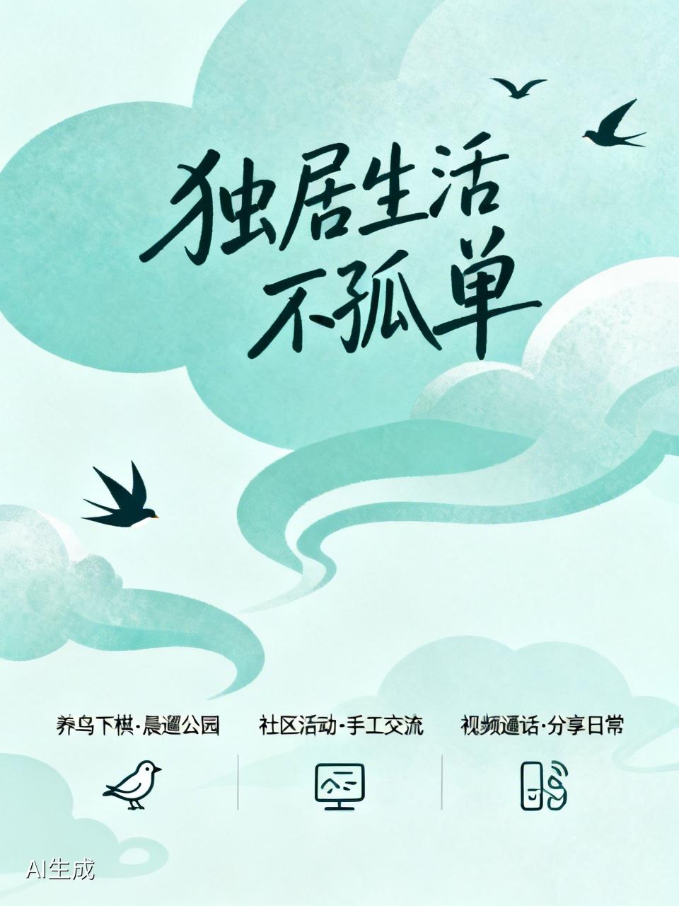 独居老人面对生活的孤单，有很多办法可以试试。
可以培养兴趣爱好，比如养鸟、下棋。