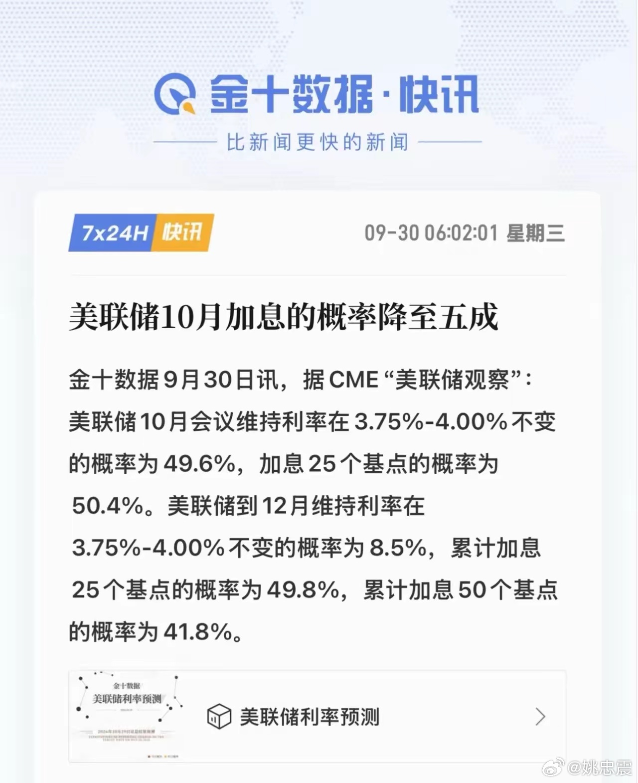 咱们收盘了，那边开盘了，然后十月加息概率下降，美股开涨，年年节假搞套路，ck！！