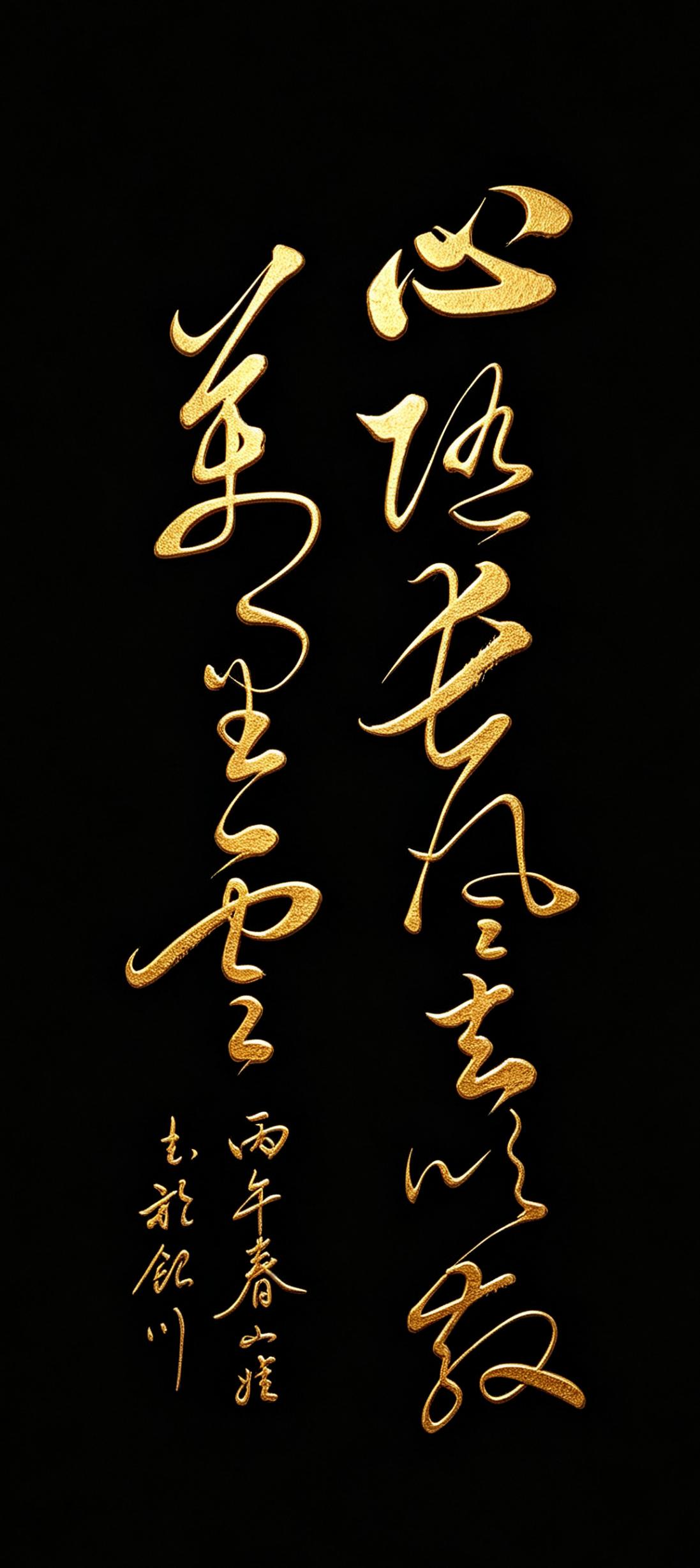 黑底金字压得住气场，浮雕质感把笔锋的劲道全托出来了。“心随长风”那句，越看越有味