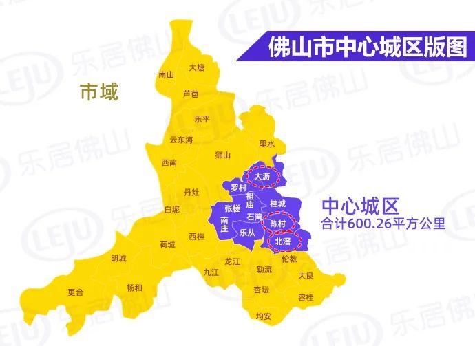 佛山作为新一线城市，常住人口近1000万，GDP超过一万亿，中心城区面积偏小不利