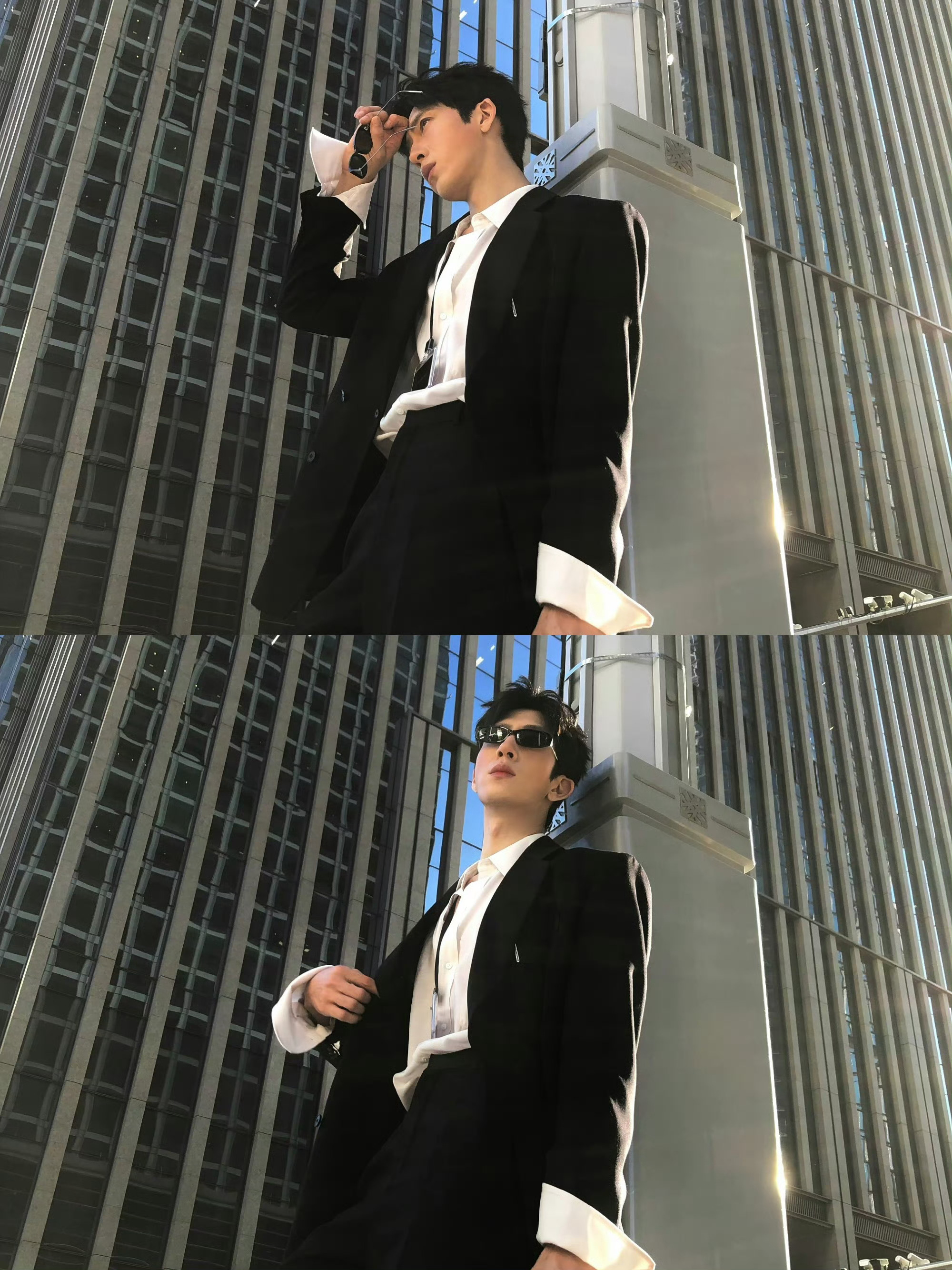 井柏然工作室西装大片出炉！利落黑西造型，太帅了吧[哇] ​​​