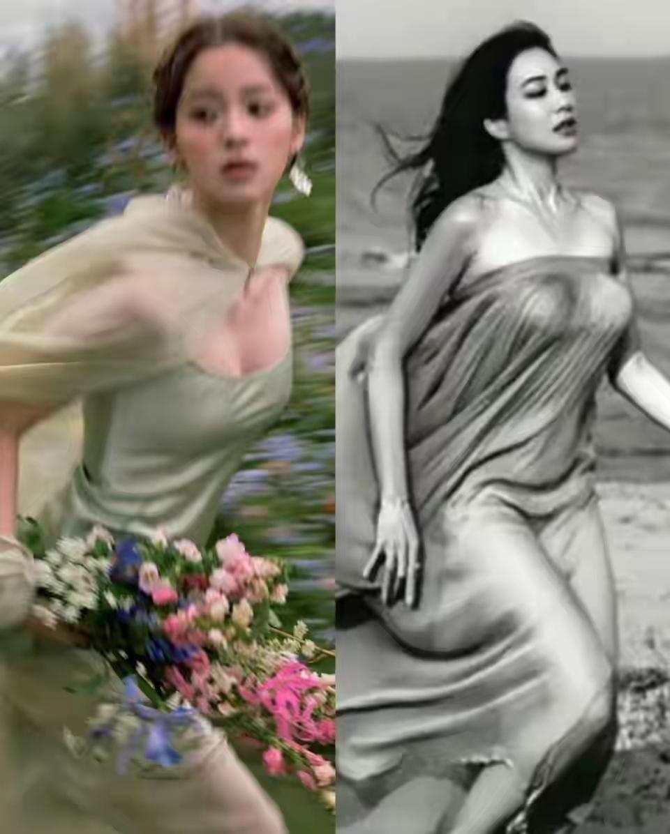 如果这是一场行为艺术的比拼，
钟丽缇确实像活在油画里，
而欧阳娜娜少了点意思，