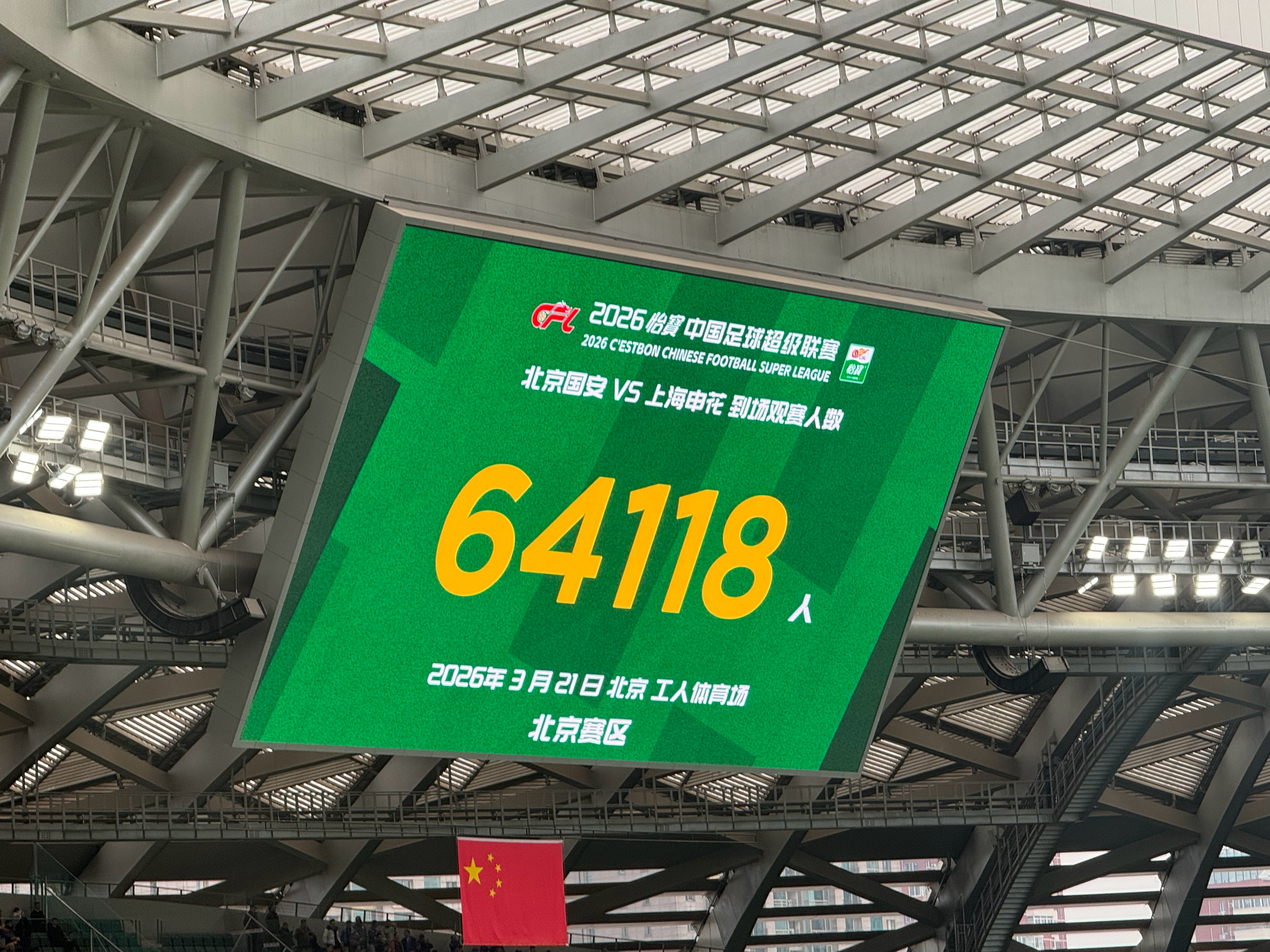 北京国安北京国安中超联赛 今日上座破纪录 