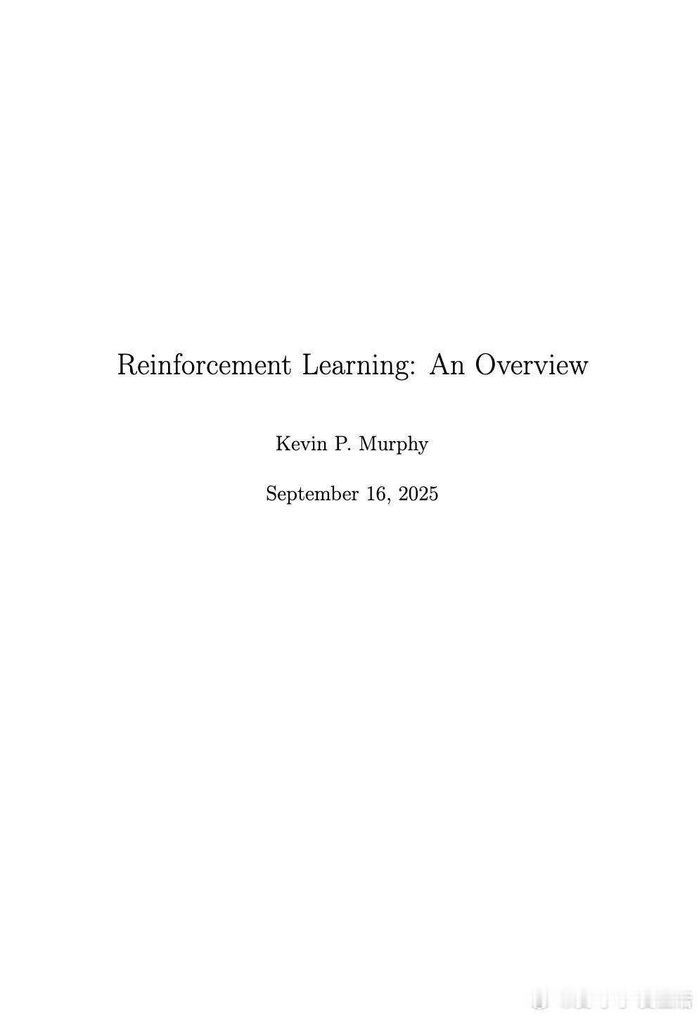 《Reinforcement Learning: An Overview》强化学