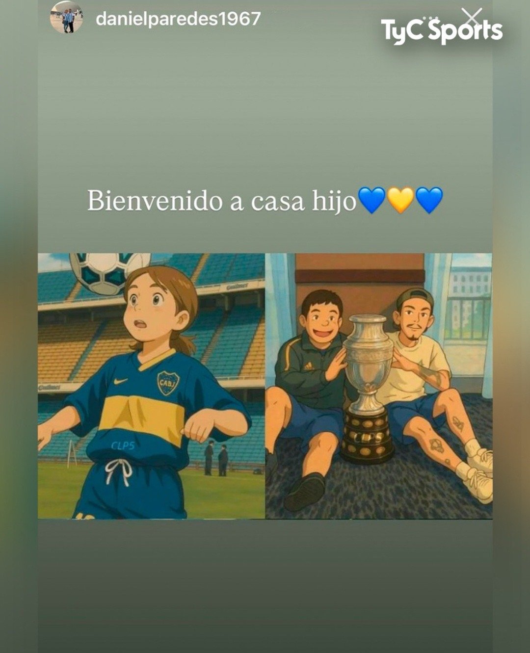❤️帕雷德斯的父亲发布IG故事确认儿子加盟博卡：     “欢迎儿子回家💙💛