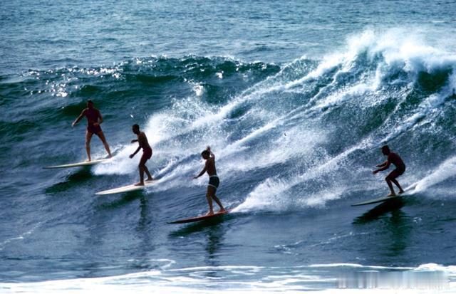 1963年美国夏威夷玩冲浪的帅哥美女 