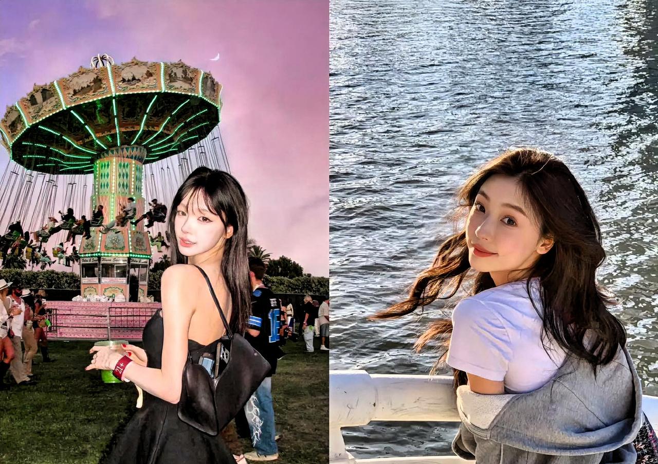 刷到易梦玲新图，我反复看了三遍。

不是看衣服。是看脸。

下颌线那个弧度，以前