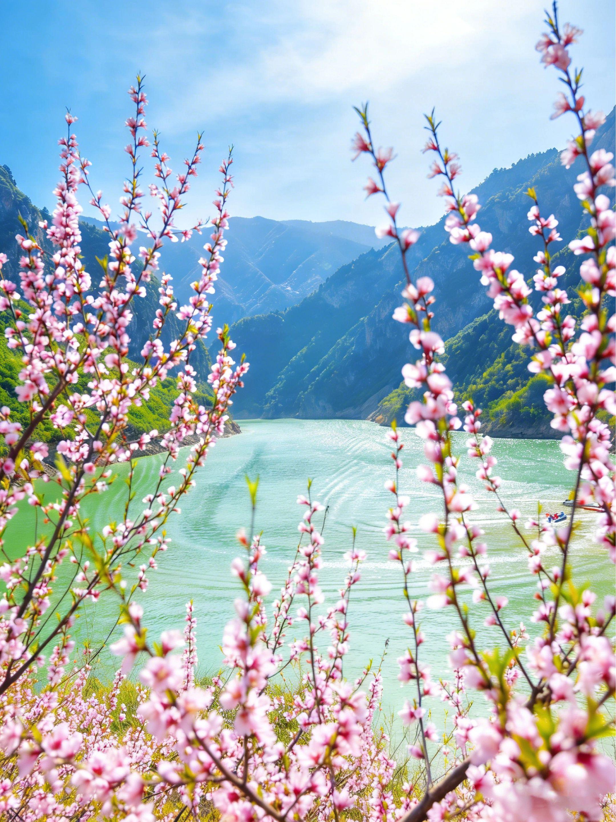 西安1h直达桂林🌸坐竹筏，赏桃花攻略❗。3月的西安周边，被郑国渠旅游...