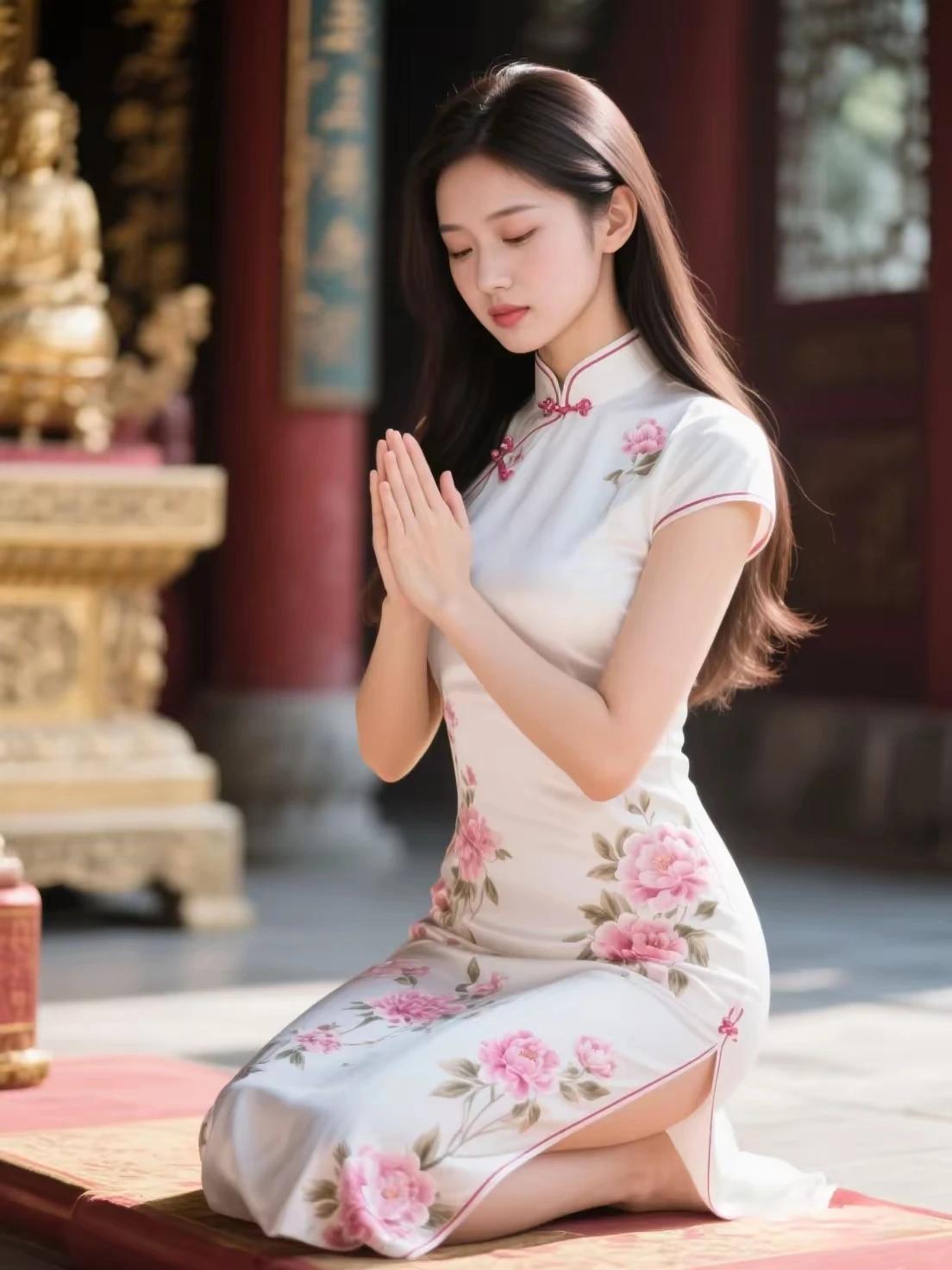 上联：晨钟暮鼓千年寺
下联: 早晚朝拜三柱香