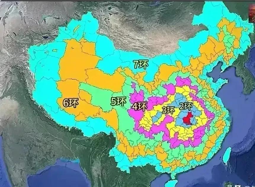 假如把中国分七环，中国最中心城市在湖北省孝感市、天门市及仙桃市一带。
假如把中国