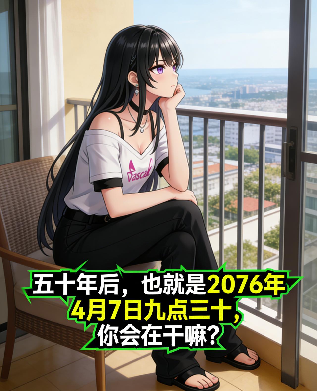 五十年后，也就是2076年4月7日9点30分，你会在干嘛？