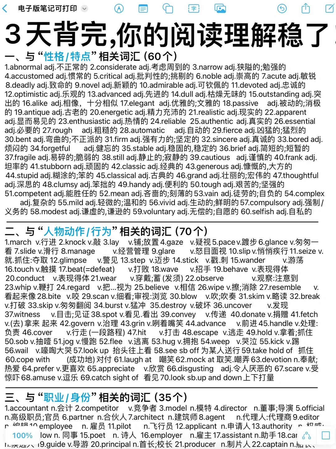 402个阅读理解高频词！3天吃透，闭眼选答案！