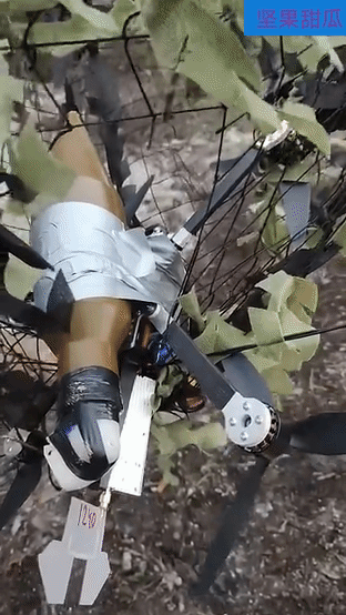 又一架倒霉的FPV，冲向俄军的阵地，想来个一锅端，没想到阵地前有一大张网，上面还