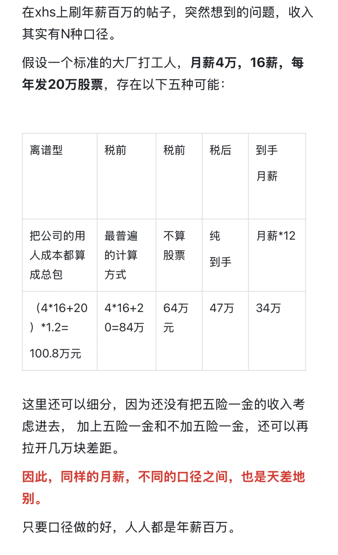 税前4万，可以说自己年薪百万吗？