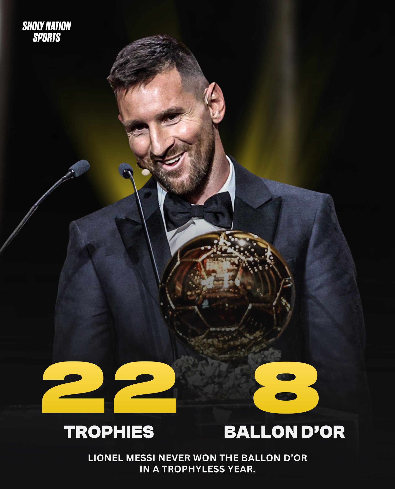 【那是谁在没有奖杯的年份里获得了金球奖呢？👀】SNS：🇦🇷莱昂内尔·梅西在