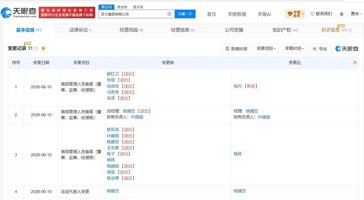 杨子近期卸任巨力索具大股东公司职务

巨力索具大股东近期发生高管变更巨力索具因误