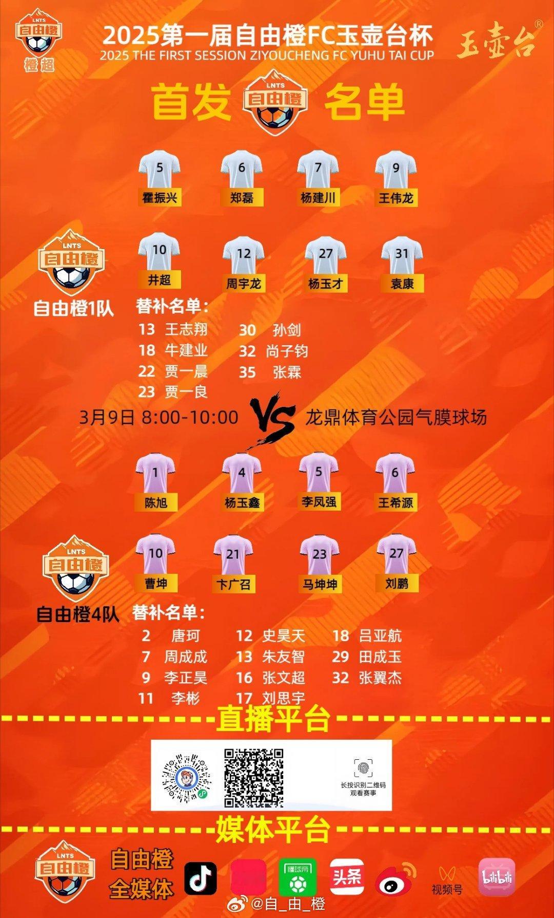 第一届自由橙FC玉壶台杯开赛，一队VS四队比赛进行中[666][666][666
