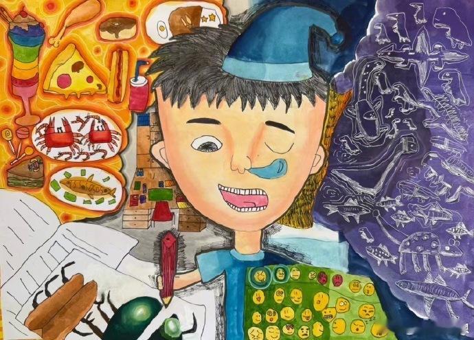 #陈乔恩晒10岁侄子的画# ​​​#陈乔恩说侄子是天才# 孩子的画是他们与世界对
