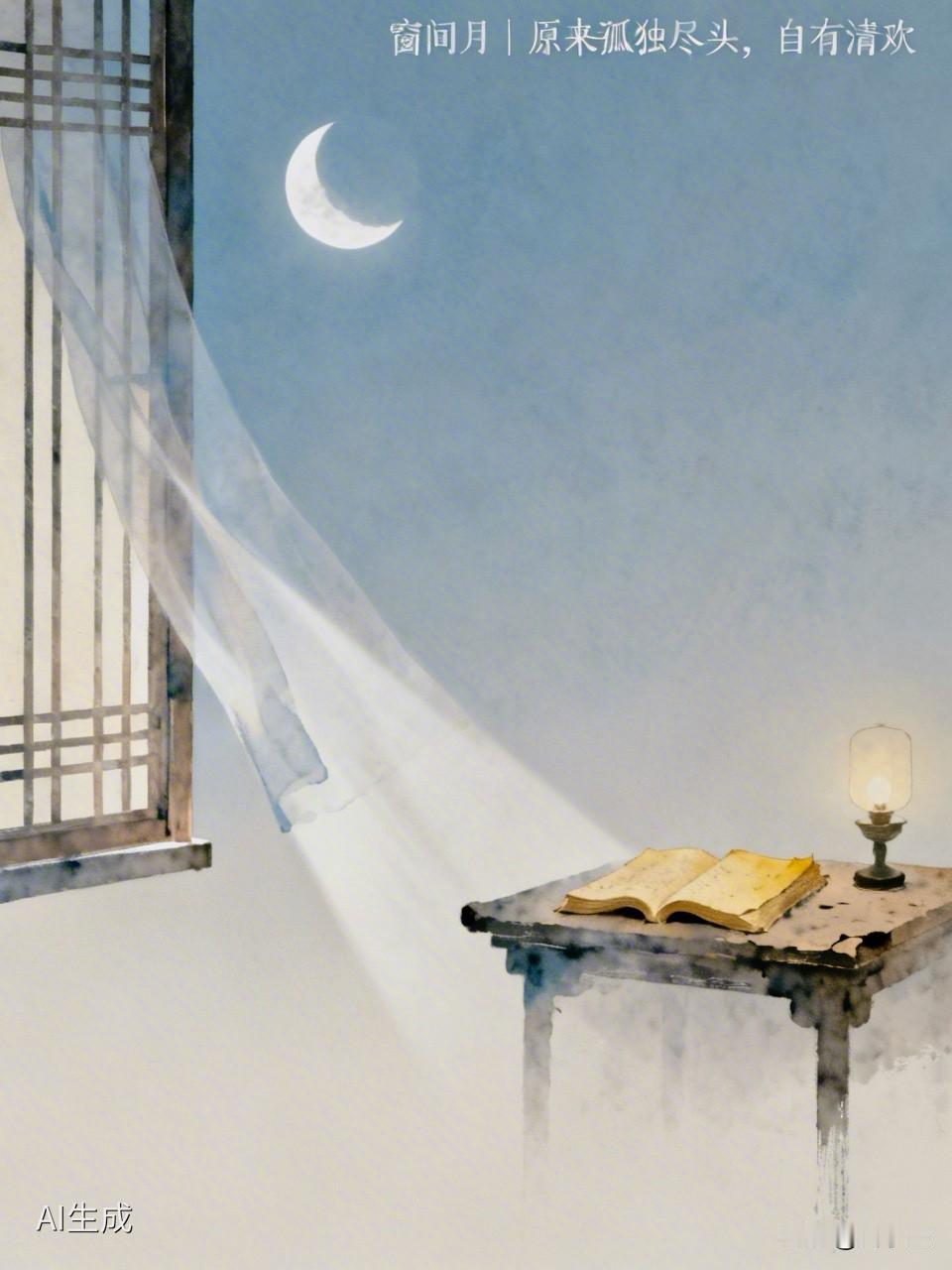 窗间月｜原来孤独尽头，自有清欢

窗棂半掩，月色清浅。
夜静无声，光柔如水，静静