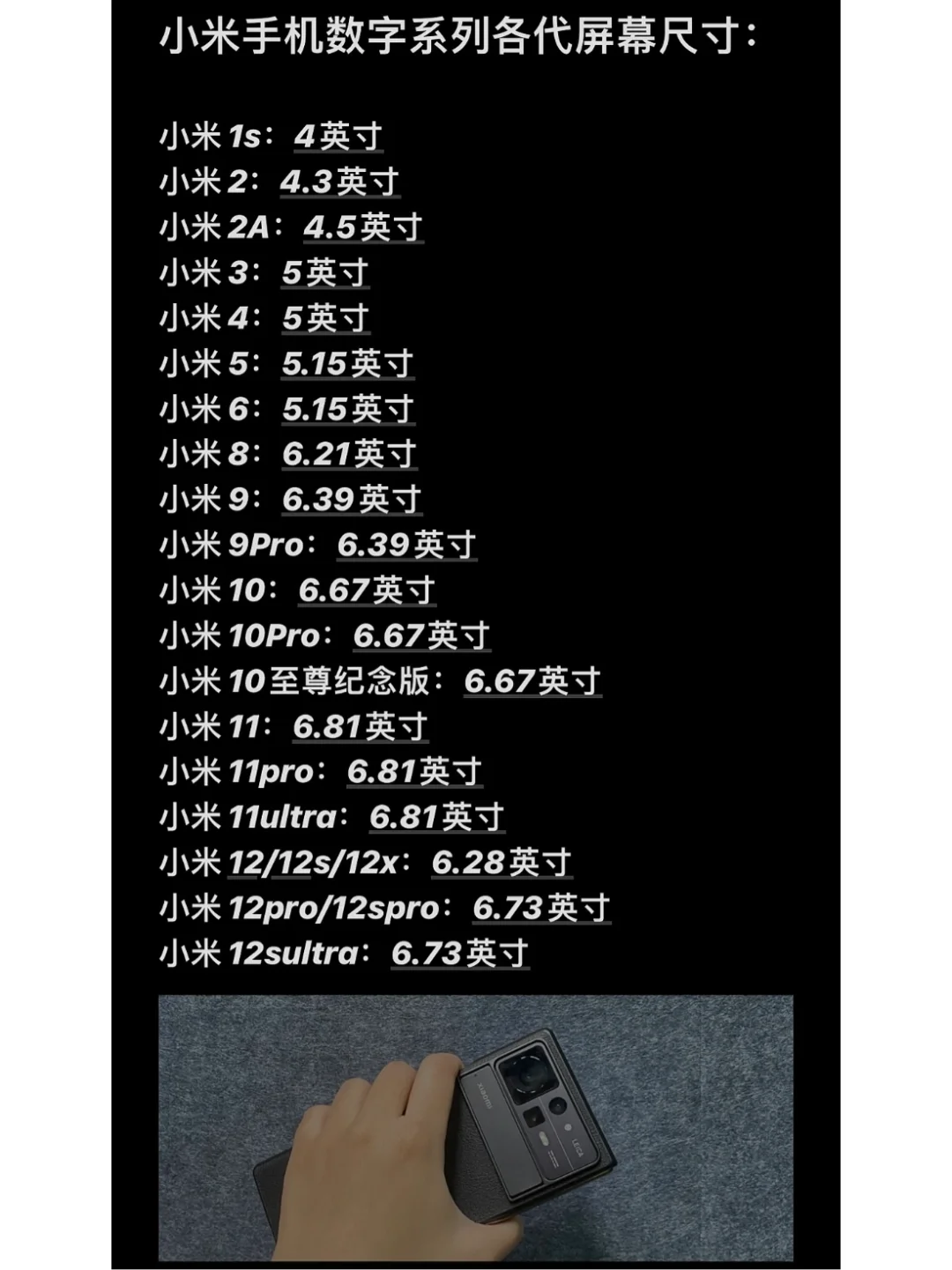 小米手机尺寸