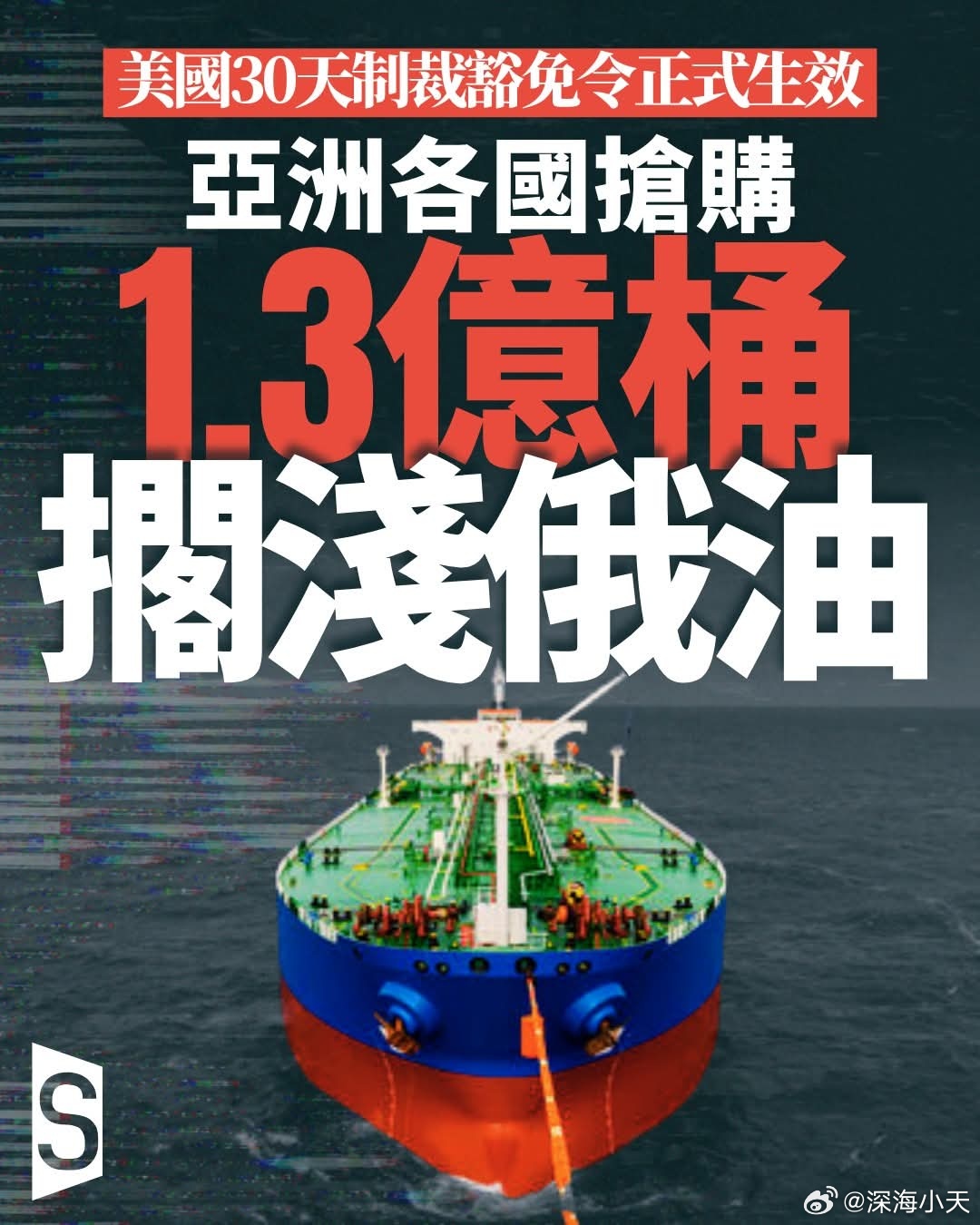 📰美国制裁豁免令生效，亚洲各国竞相抢购俄罗斯原油美国于3月13日宣布制裁豁免令