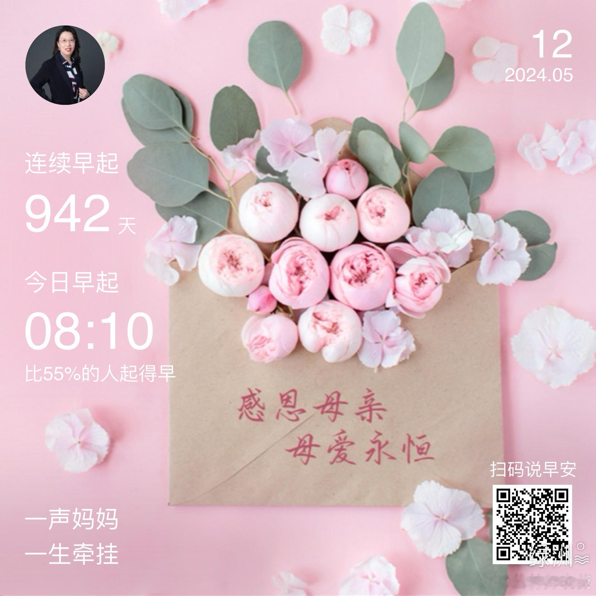 #早安#母亲节只是5月里的一天，妈妈的爱却是岁岁年年，祝天下所有母亲，永远幸福快