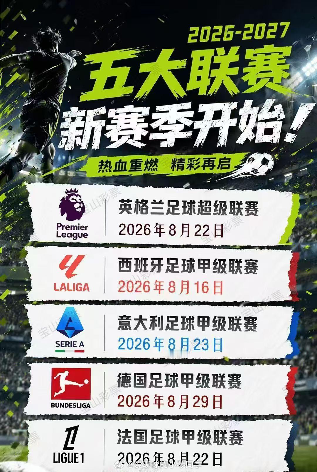 五大联赛即将火热开战！英超高强度对抗、德甲大开大合、西甲细腻传控、意甲防守博弈、