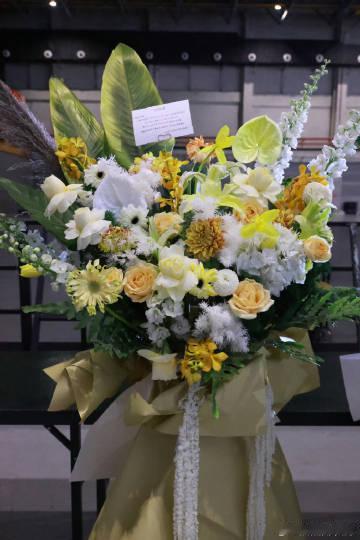 鞠婧祎代言品牌方给小鞠新剧《万花世界》送的开机花篮 