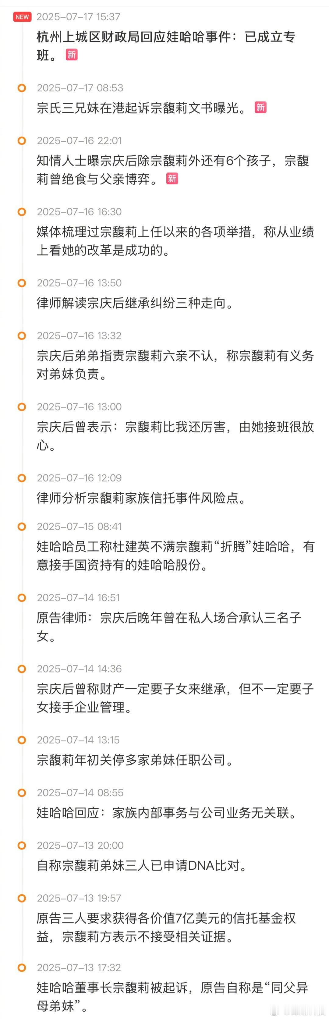 宗庆后遗产纠纷时间线：宗庆后不止有宗馥莉这一个女儿，娃哈哈这事越闹越大了。杭州就