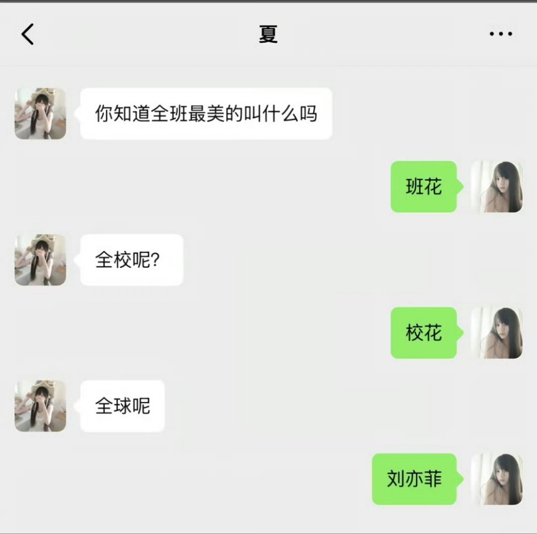 全班最美叫班花全校最美叫校花全球最美就叫刘亦菲