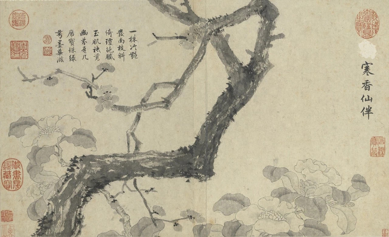 明·文徵明花卉册 文征明（1470-1559）原名壁（或作璧），字徵明。四十二岁