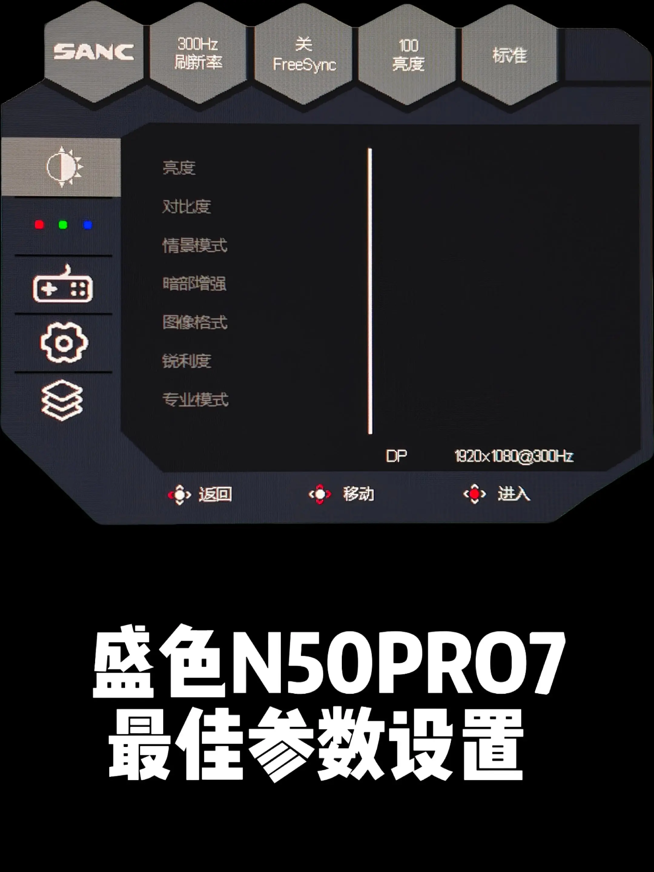 盛色N50PRO7显示器最佳参数设置。易用性不错，需要稍微手动调整一下...