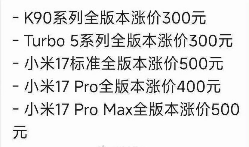 手机行业不断涨价已经成定局了，小米 17 Pro Max 当时入手的 1T 现在