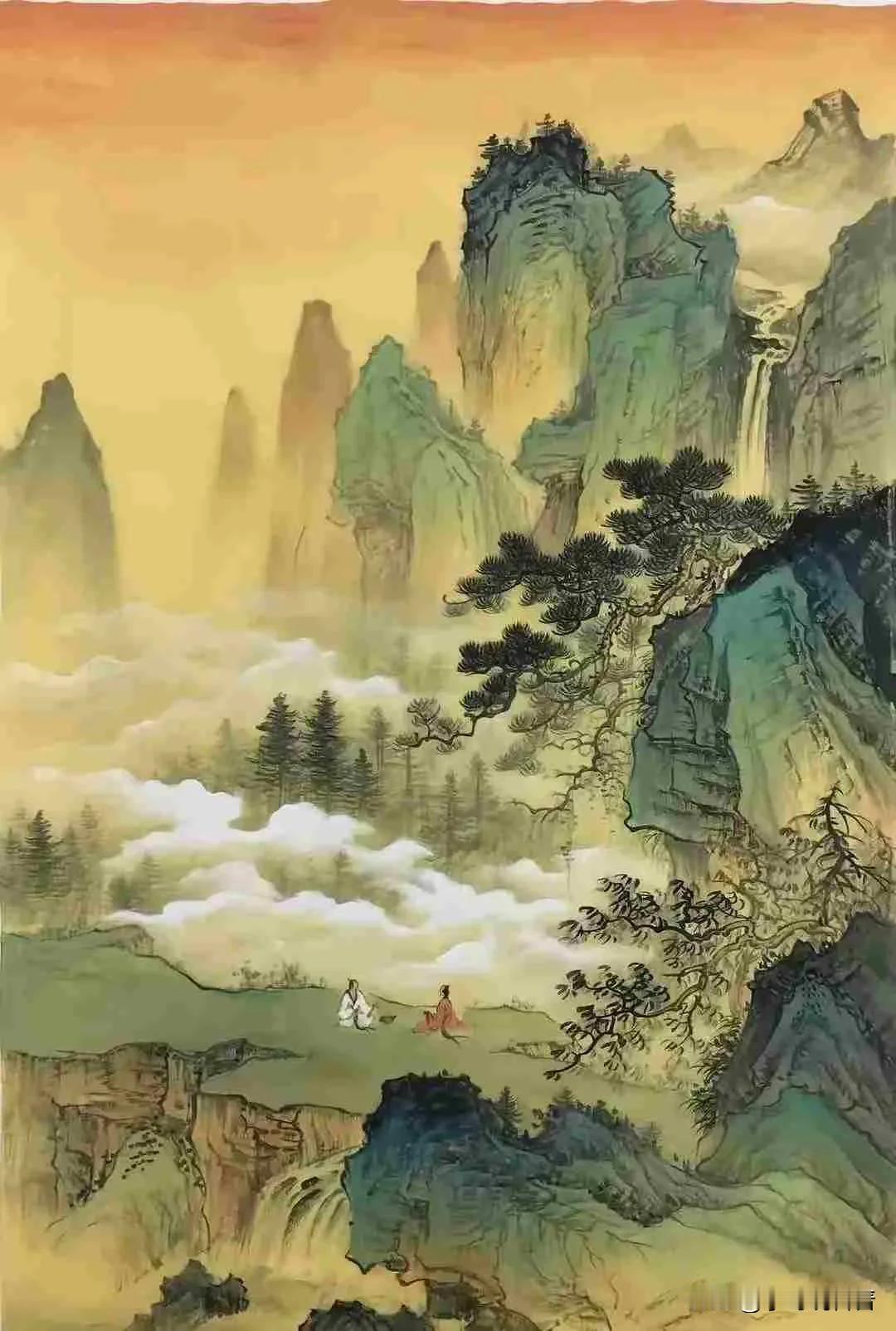 《 鹊桥仙·山水禅心 》

静谧心境，悠然自得，山水间禅趣盈溢。古寺深藏云雾里，